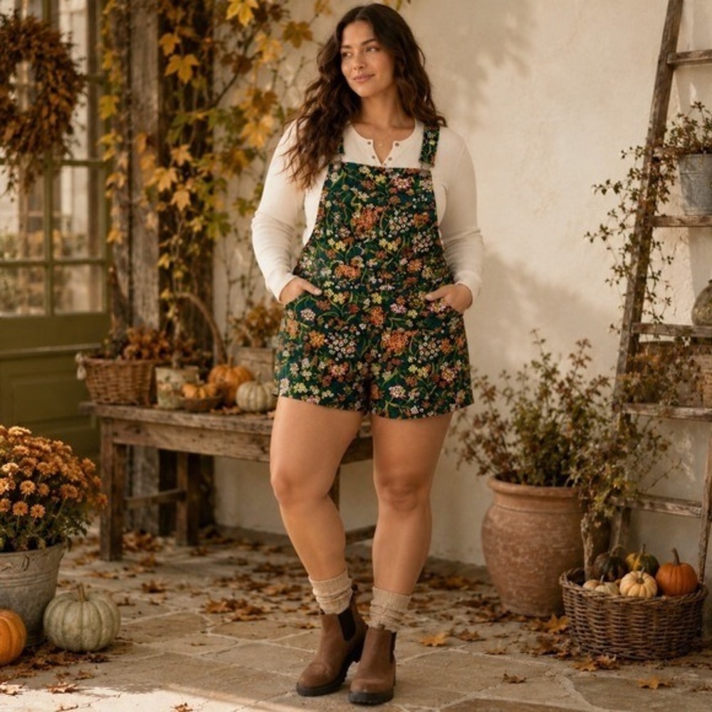 Duluth Heirloom Gardening Short Overalls Women 3X Cottagecore Whimsical Folk NWT